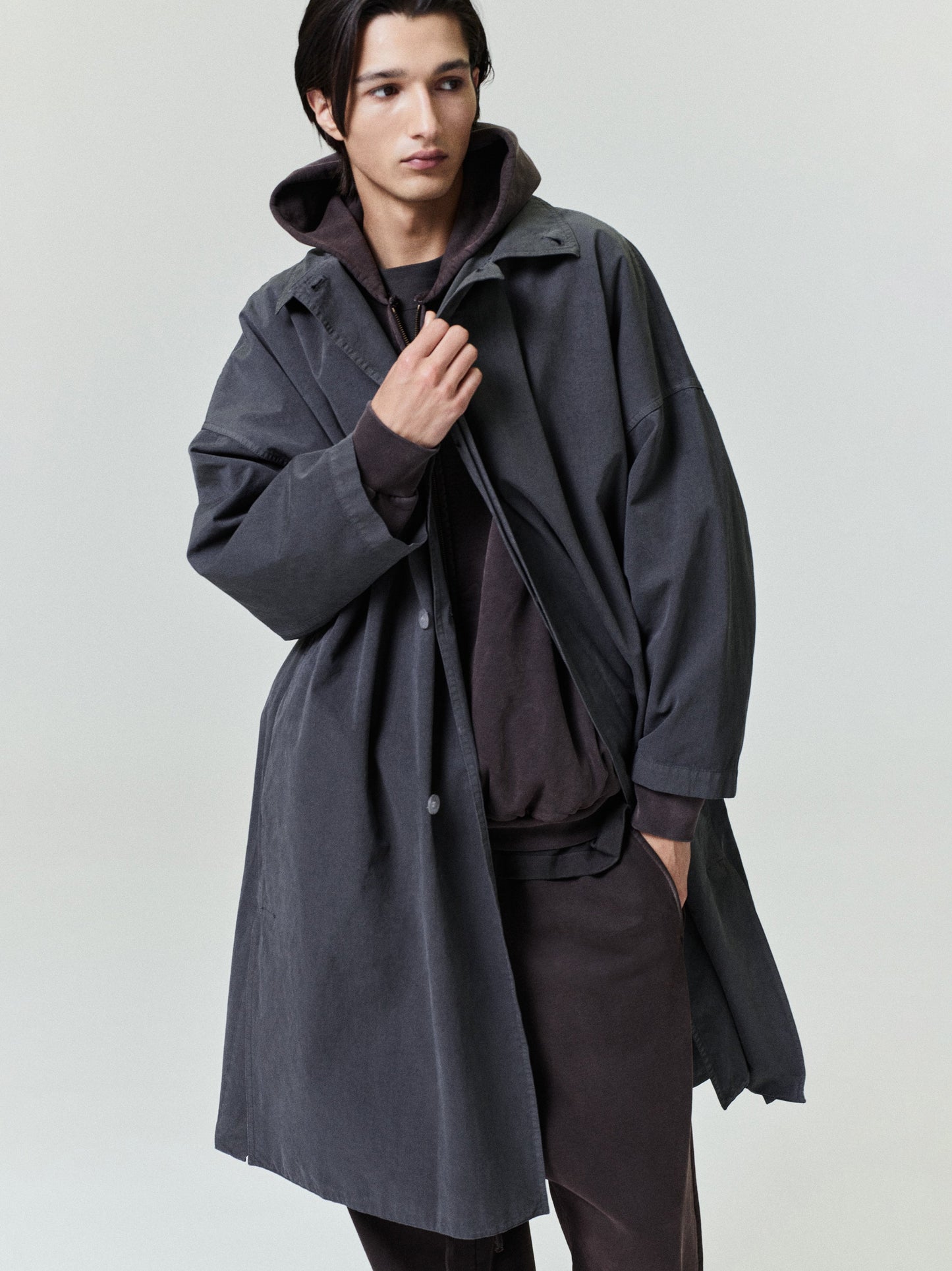 Garment-Dyed Cropped Sleeve Car Coat