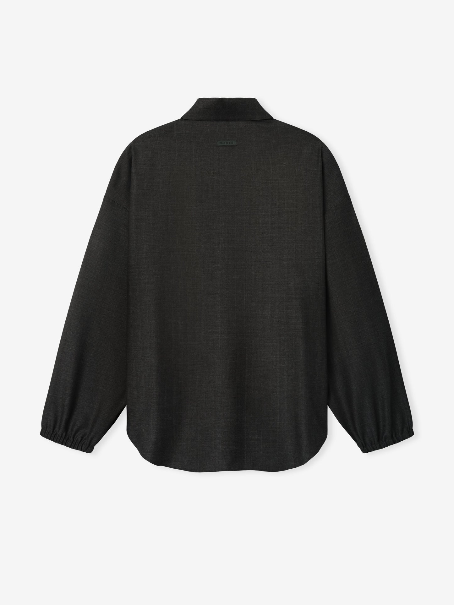 Grey Striped Wool Elastic Cuff Shirt