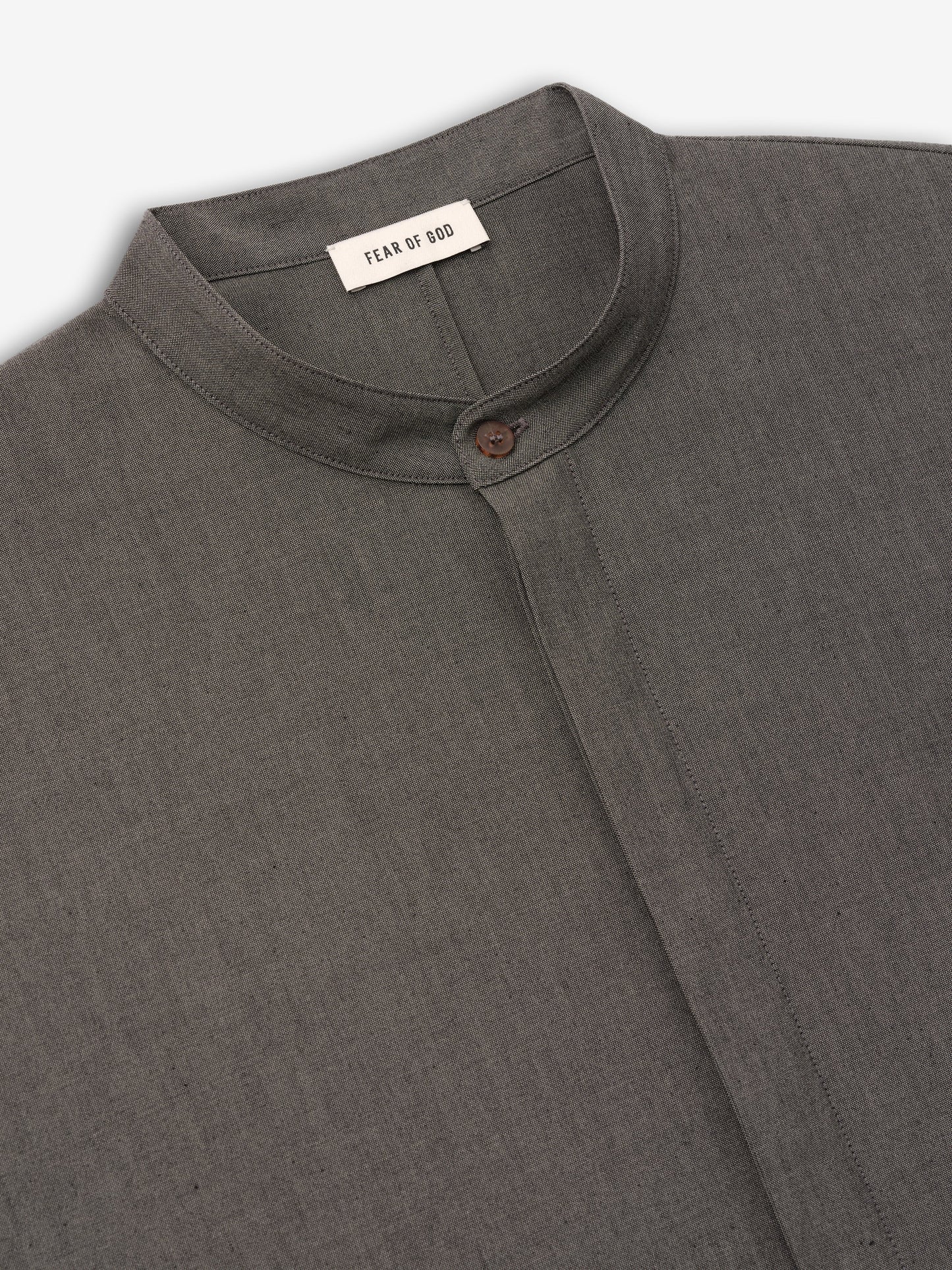 Cotton Wool Oxford Mandarin Relaxed Short Sleeve Shirt