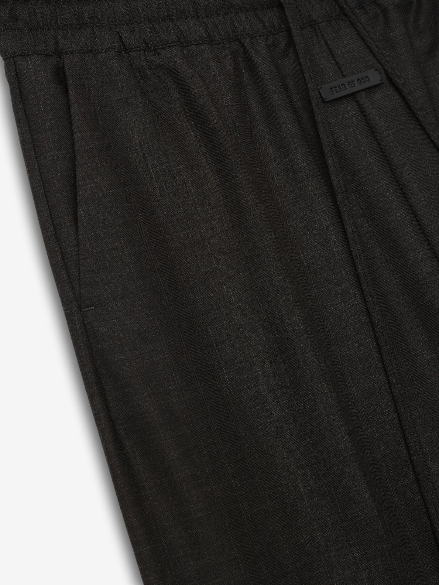 Grey Striped Wool Wide Leg Drawstring Pants