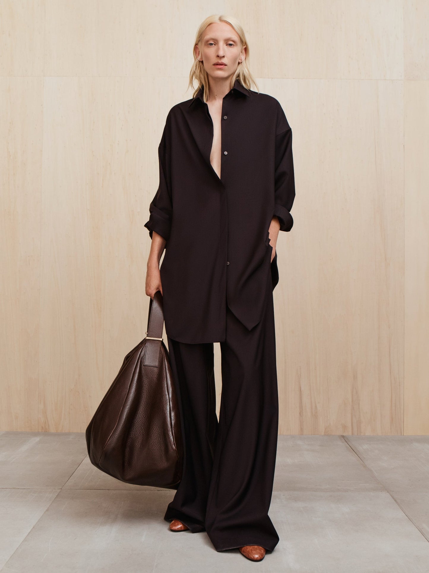 Womens Easy Care Wool Relaxed Shirt